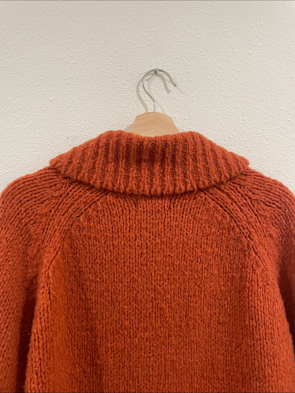 Anthropologie Swan Intarsia Zip Cardigan Rust Wool Blend Novelty Sweater Jacket - Picture 16 of 16